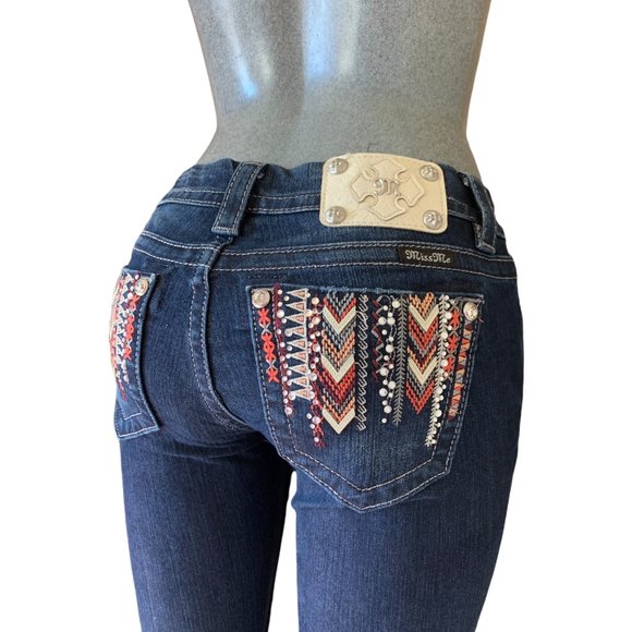 Miss Me 'Mid-Rise Easy Skinny' Womens Jeans Tag 26 Blue W29xL28 Stretch Western - Picture 1 of 13